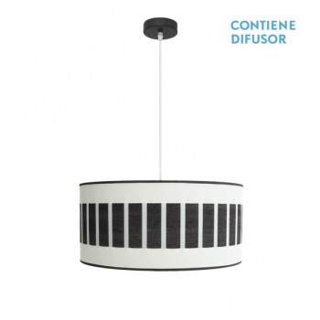 Distribuidor - Lâmpadas Diversas | Colgantes Moderno | COLGANTE IVANNA 2XE27 NEGRO/BLANCO-MADERA NEGRA REGX50X50 CM Ref: 188495009